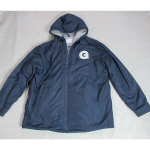 Georgetown Jacket Mens Large Blue University Hooded Zip Windbreaker Champion